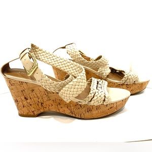 Franco Sarto Galli Cork Wedge Heel Sandals Size 7
